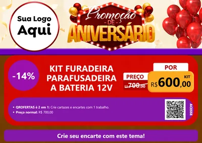 Modelo de Cartaz para Cartaz A4 Horizontal com o tema Promoção de Aniversário para Maquinas e Ferramentas
