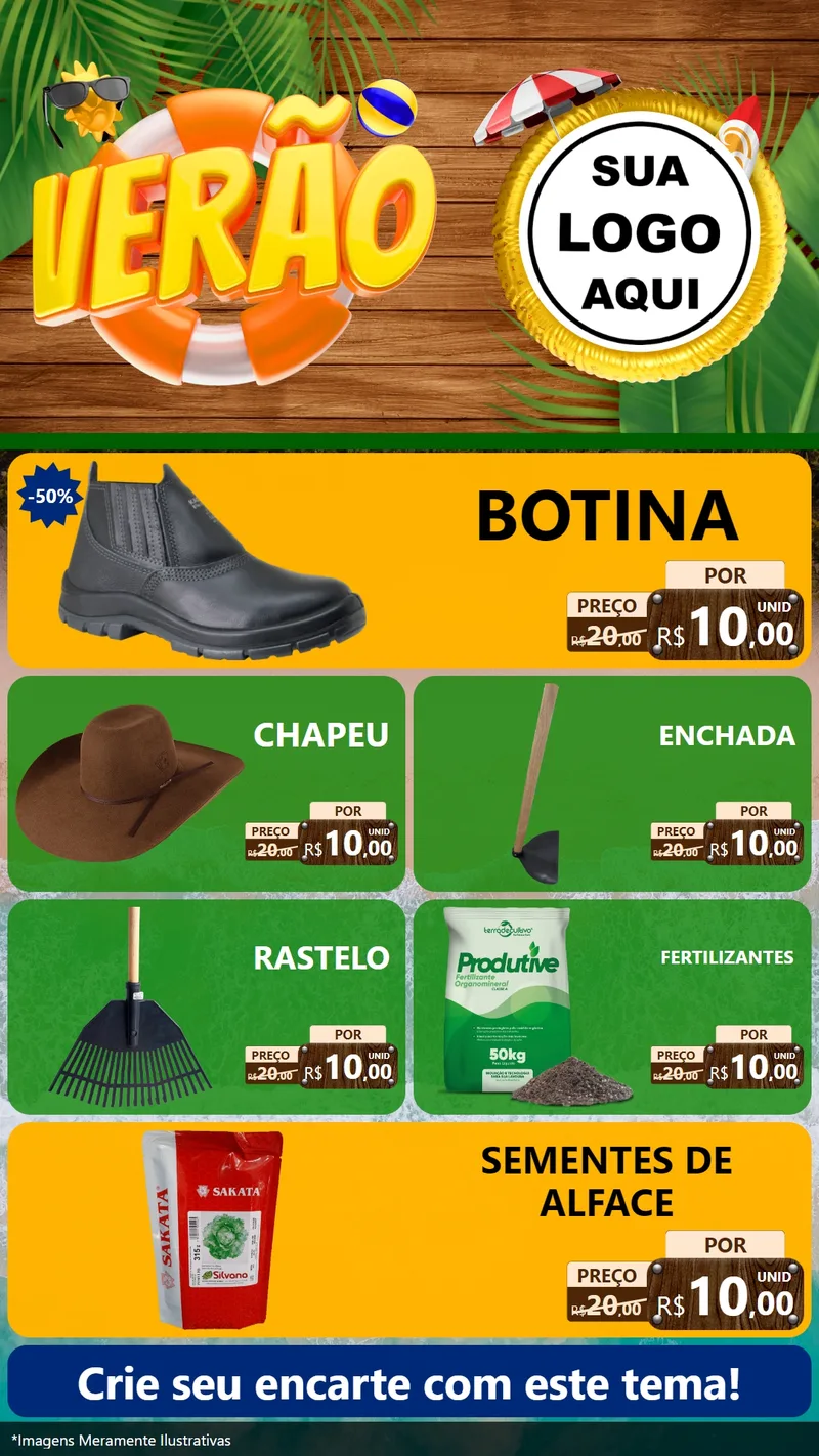 Modelo de TV para TV Vertical com o tema Verão para Agropecuária