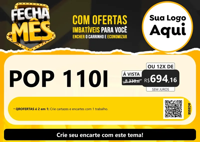 Modelo de Cartaz para Cartaz A4 Horizontal com o tema Fecha Mês para Concessionaria de Motos
