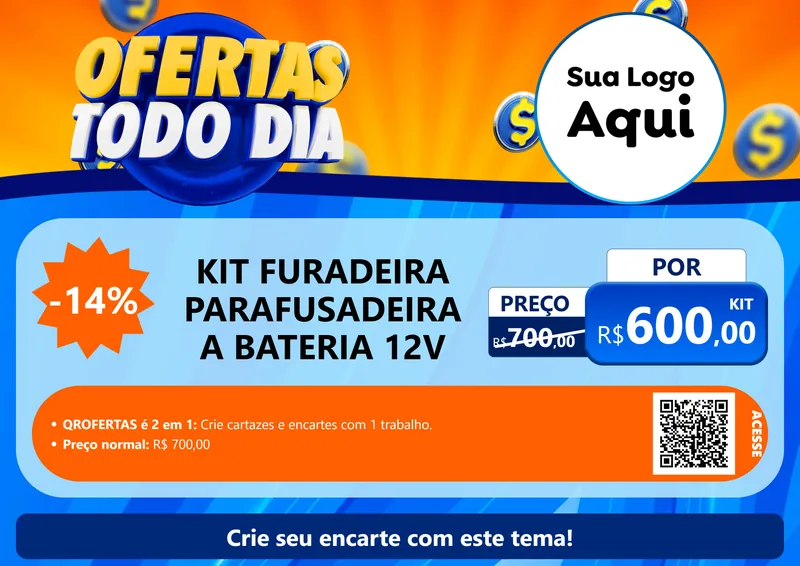 Modelo de Cartaz para Cartaz A4 Horizontal com o tema Ofertas Todo Dia para Maquinas e Ferramentas