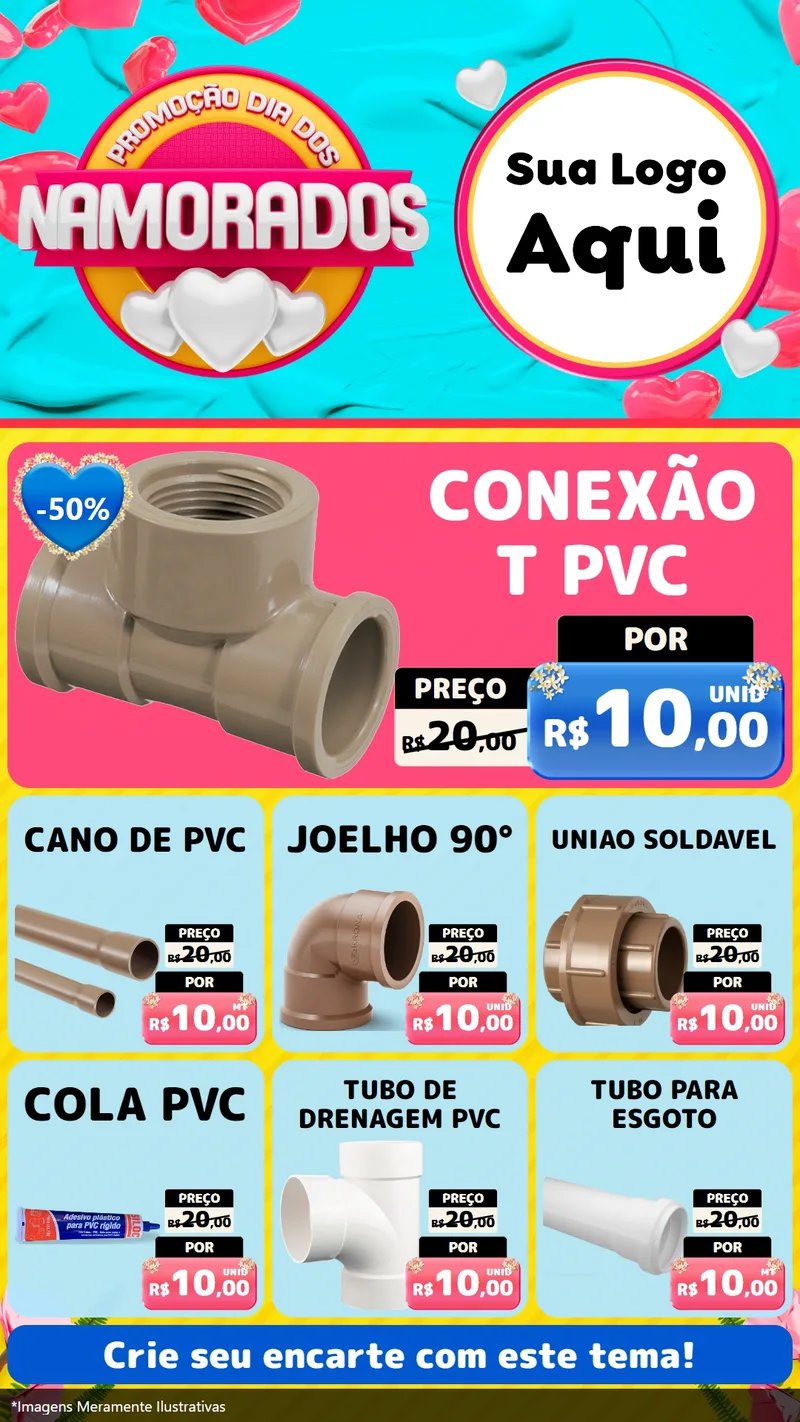 Modelo de Rede Social para Stories com o tema Promoção Dia dos Namorados para Tubos e conexões