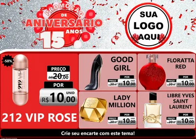 Modelo de Encarte para Encarte A4 Horizontal com o tema Promoção de Aniversário - 15 Anos para Perfumes