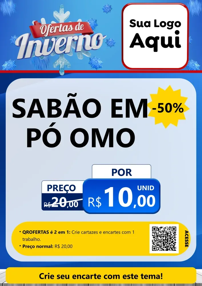 Modelo de Cartaz para Cartaz A4 Vertical com o tema Ofertas de Inverno para Produtos de Limpeza