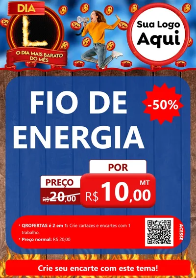 Modelo de Cartaz para Cartaz A4 Vertical com o tema Dia L - O Dia Mais Barato Do Mês para Materiais Elétricos
