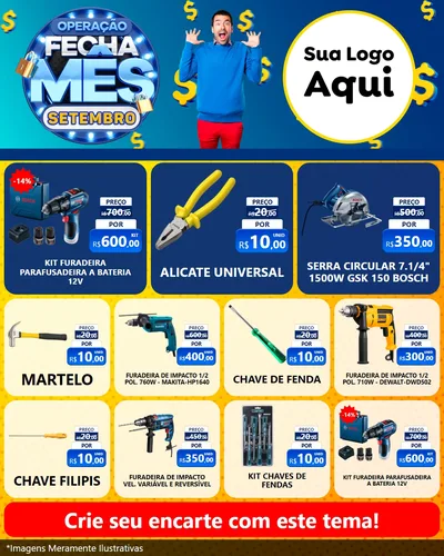 Modelo de Rede Social para Feed Instagram com o tema Operação Fecha Mês Setembro para Maquinas e Ferramentas