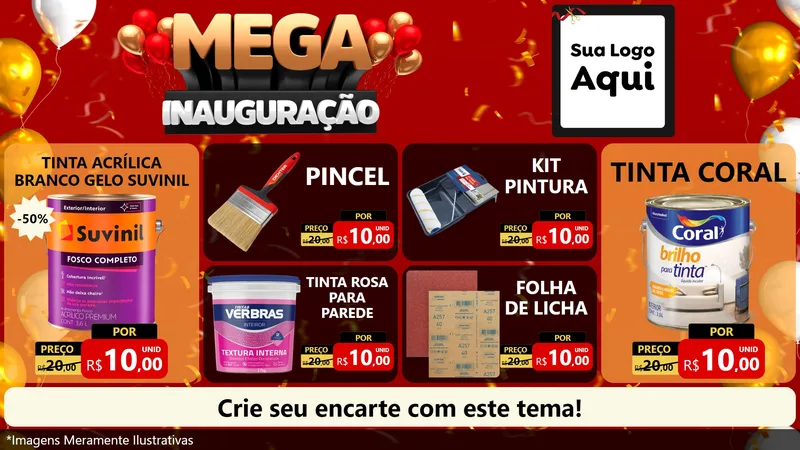 Modelo de TV para TV Horizontal com o tema Mega Inauguração para Tintas e Ferramentas