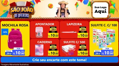 Modelo de TV para TV Horizontal com o tema São João de Ofertas para Papelaria