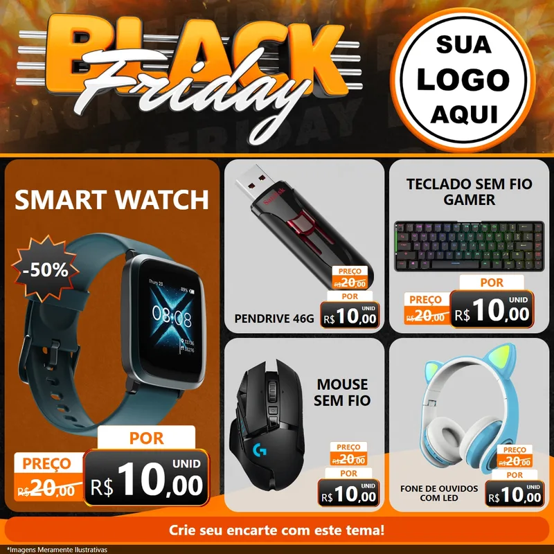 Modelo de Rede Social para Feed Facebook com o tema Black Friday para Informática