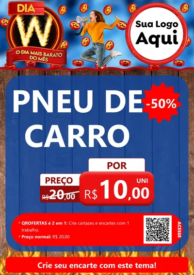 Modelo de Cartaz para Cartaz A4 Vertical com o tema Dia W - O Dia Mais Barato Do Mês para Auto peças