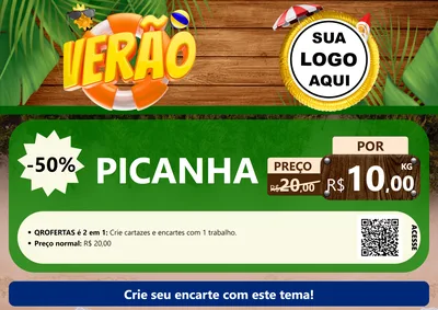 Modelo de Cartaz para Cartaz A4 Horizontal com o tema Verão para Açougue