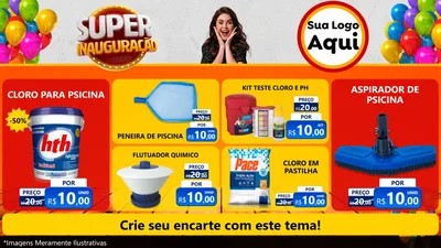 Modelo de TV para TV Horizontal com o tema Super Inauguração para Produtos para Piscina