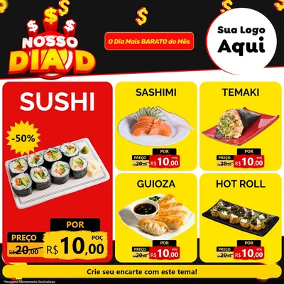 Modelo de Rede Social para Feed Facebook com o tema Nosso Dia D para Comida japonesa