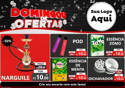 Modelo de Encarte para Encarte A4 Horizontal com o tema Domingou de Ofertas para Tabacaria