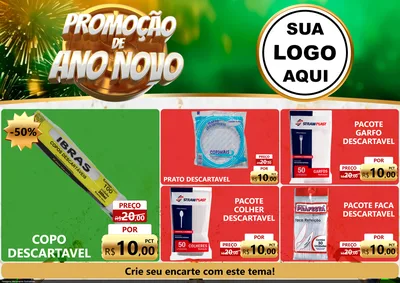 Modelo de Encarte para Encarte A4 Horizontal com o tema Promoção de Ano Novo para Embalagens