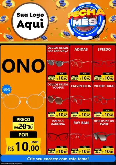 Modelo de Encarte para Encarte A4 Vertical com o tema Fecha Mês para Óticas