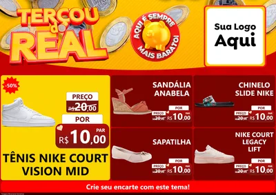 Modelo de Encarte para Encarte A4 Horizontal com o tema Terçou do Real para Calçados