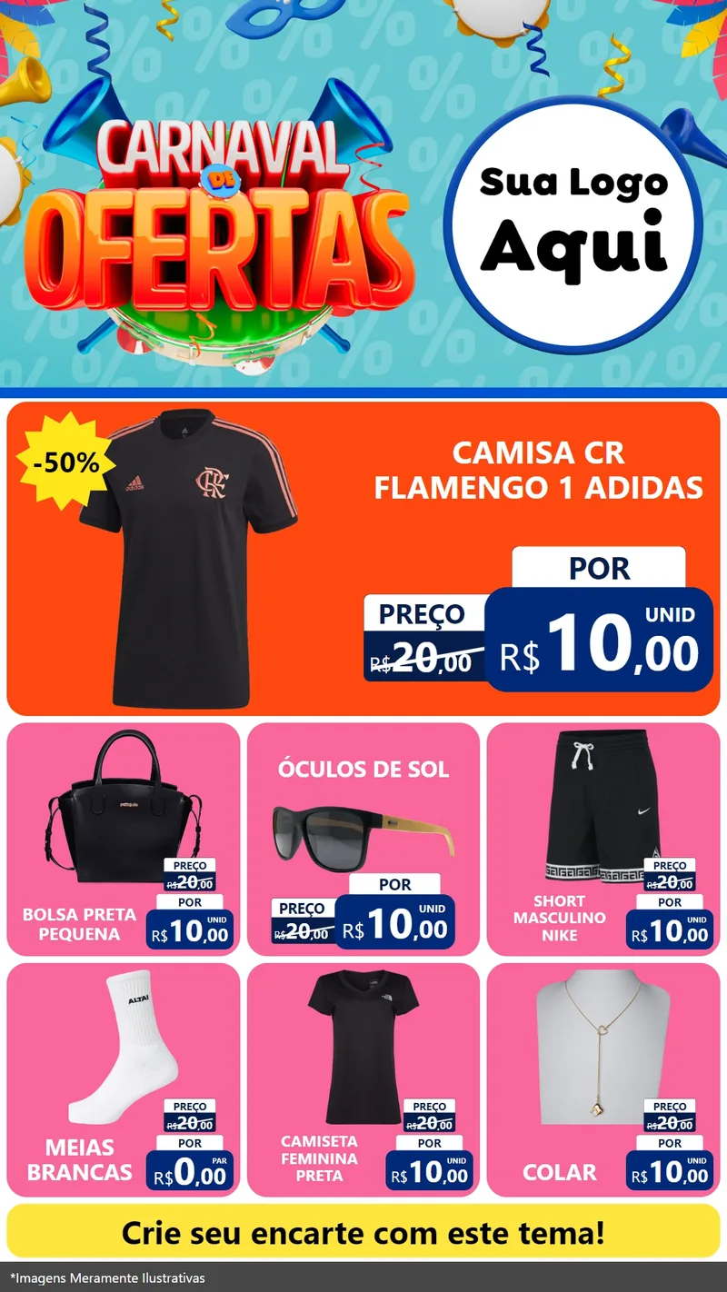 Modelo de Rede Social para Stories com o tema Carnaval de Ofertas para Roupas e acessórios