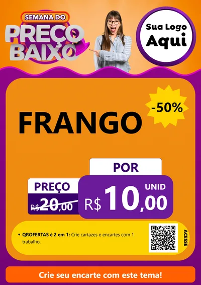 Modelo de Cartaz para Cartaz A4 Vertical com o tema Semana do Preço Baixo para Assados
