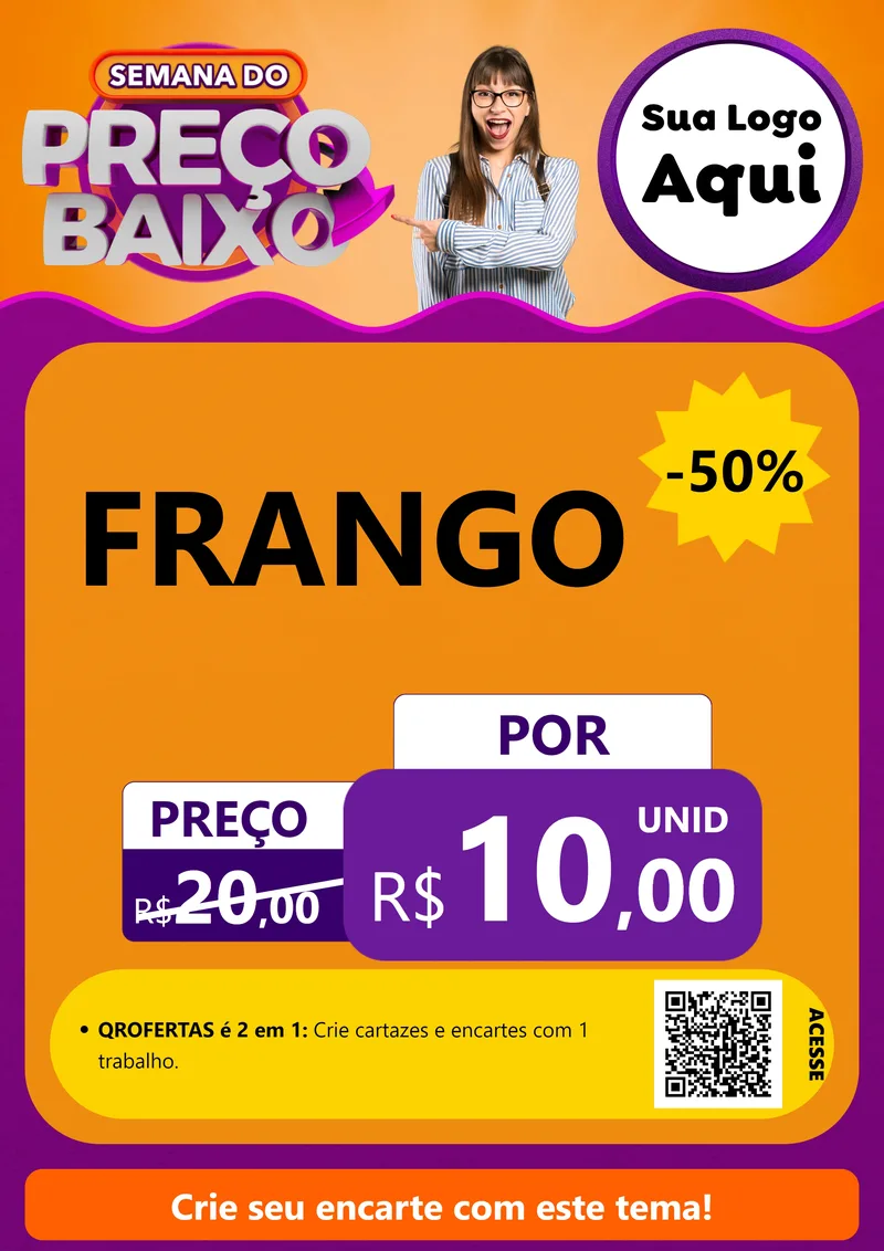 Modelo de Cartaz para Cartaz A4 Vertical com o tema Semana do Preço Baixo para Assados