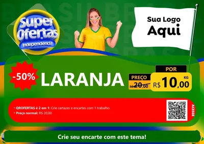 Modelo de Cartaz para Cartaz A4 Horizontal com o tema Super Ofertas de Independência para Hortifrúti