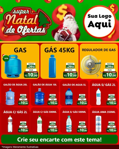 Modelo de Rede Social para Feed Instagram com o tema Super Natal de Ofertas para Água e gás