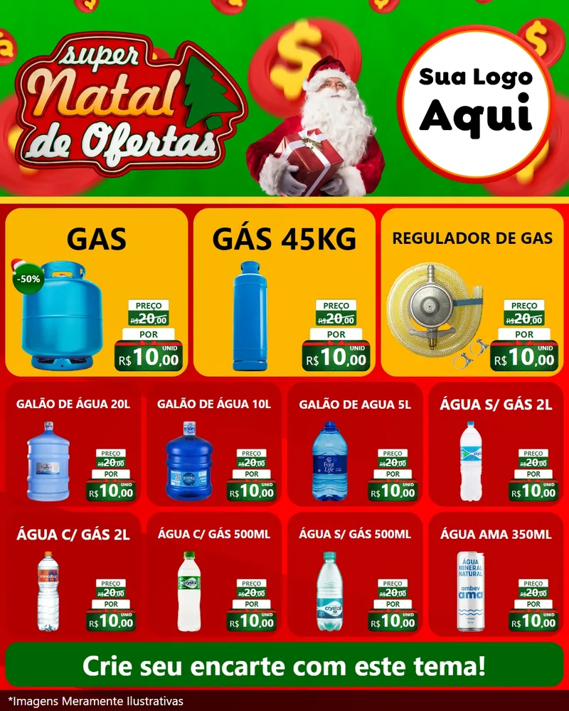 Modelo de Rede Social para Feed Instagram com o tema Super Natal de Ofertas para Água e gás