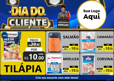 Modelo de Encarte para Encarte A4 Horizontal com o tema Dia Do Cliente para Peixaria