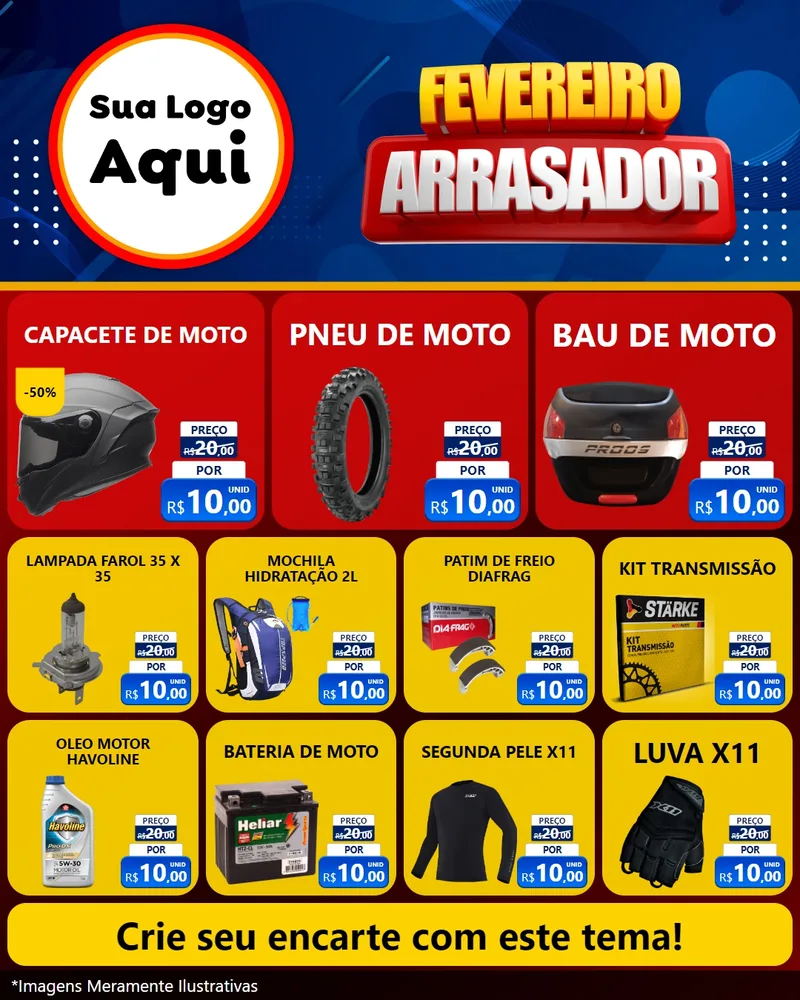 Modelo de Rede Social para Feed Instagram com o tema Fevereiro Arrasador para Moto peças
