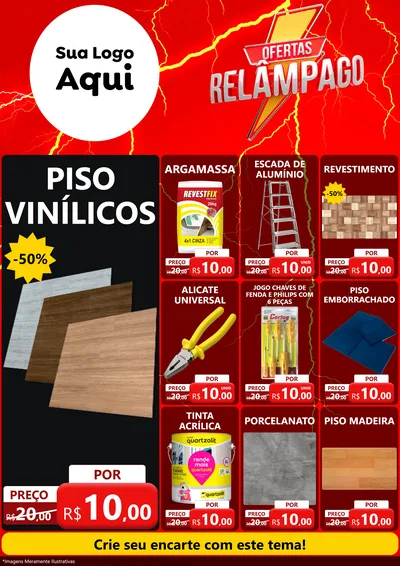 Modelo de Encarte para Encarte A4 Vertical com o tema Ofertas Relâmpago para Material para Construção