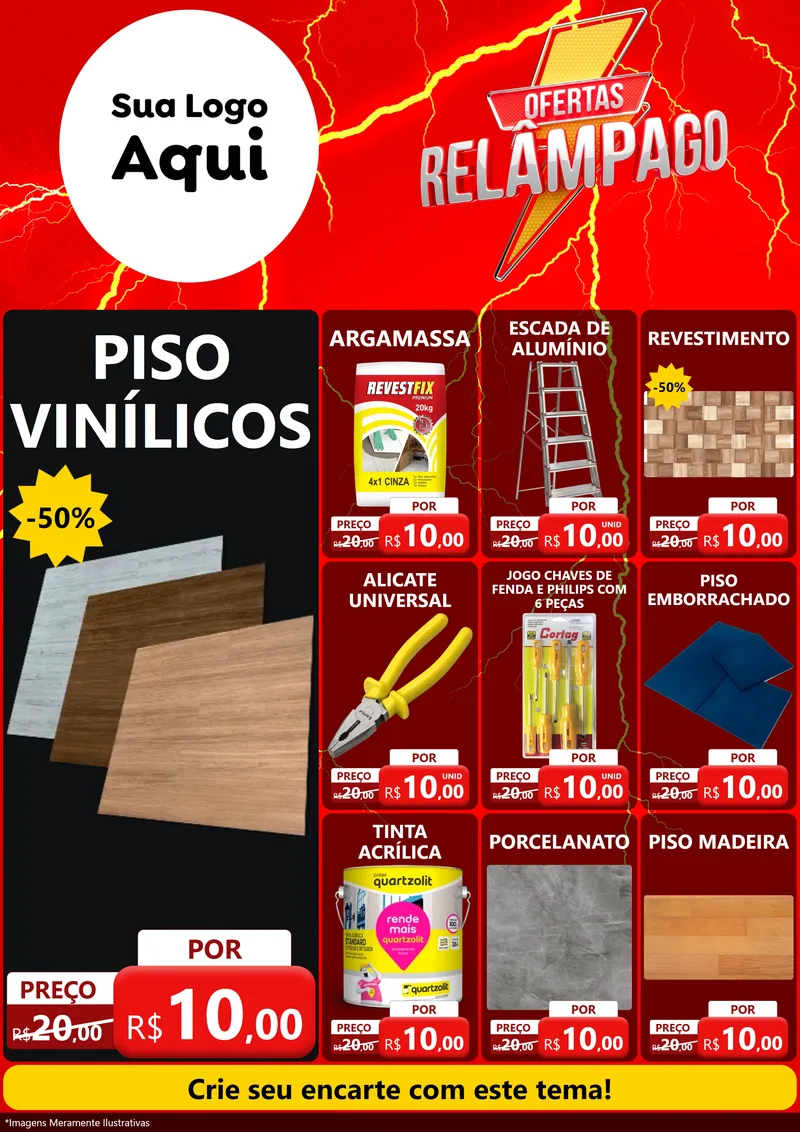 Modelo de Encarte para Encarte A4 Vertical com o tema Ofertas Relâmpago para Material para Construção