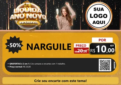 Modelo de Cartaz para Cartaz A4 Horizontal com o tema Liquida Ano Novo Imperdível para Tabacaria