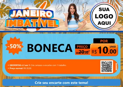Modelo de Cartaz para Cartaz A4 Horizontal com o tema Janeiro Imbatível para Brinquedos