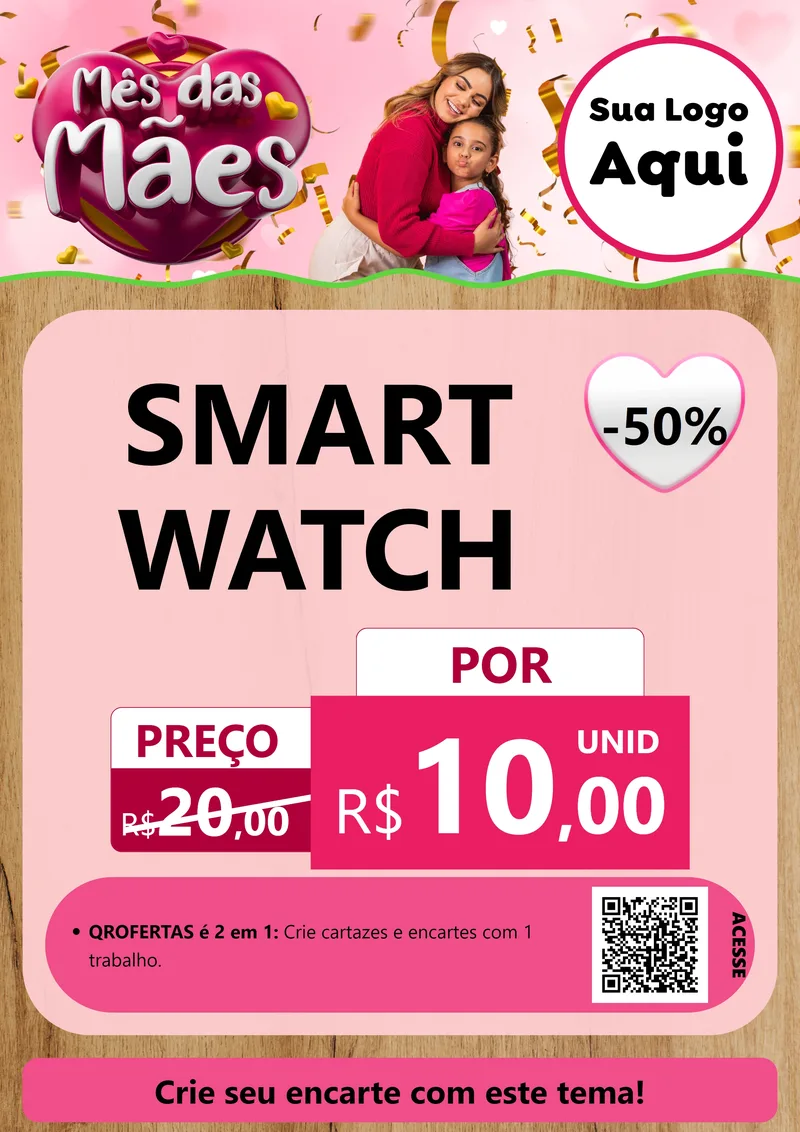 Modelo de Cartaz para Cartaz A4 Vertical com o tema Mês das Mães para Informática