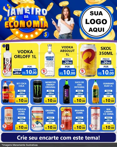 Modelo de Rede Social para Feed Instagram com o tema Janeiro da Economia para Distribuidora de bebidas
