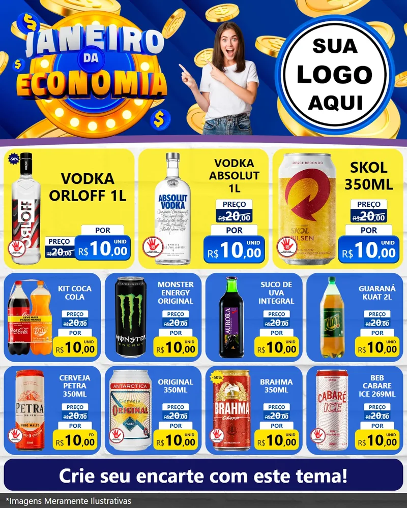 Modelo de Rede Social para Feed Instagram com o tema Janeiro da Economia para Distribuidora de bebidas