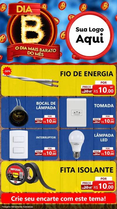Modelo de TV para TV Vertical com o tema Dia B - O Dia Mais Barato Do Mês para Materiais Elétricos