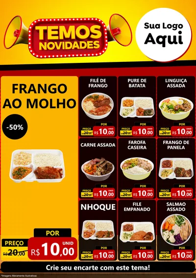 Modelo de Encarte para Encarte A4 Vertical com o tema Temos Novidades para Restaurante