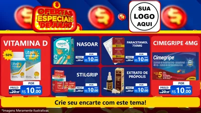Modelo de TV para TV Horizontal com o tema Ofertas Especiais de Julho para Farmácia