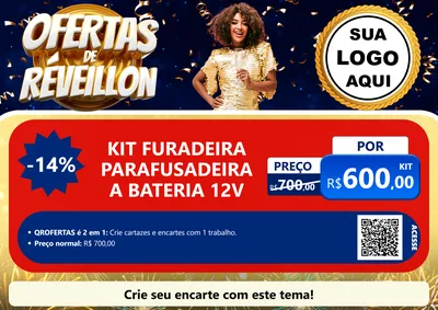 Modelo de Cartaz para Cartaz A4 Horizontal com o tema Ofertas de Réveillon para Maquinas e Ferramentas