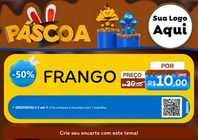 Modelo de Cartaz para Cartaz A4 Horizontal com o tema Páscoa para Assados