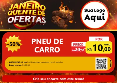 Modelo de Cartaz para Cartaz A4 Horizontal com o tema Janeiro Quente de Ofertas para Auto peças