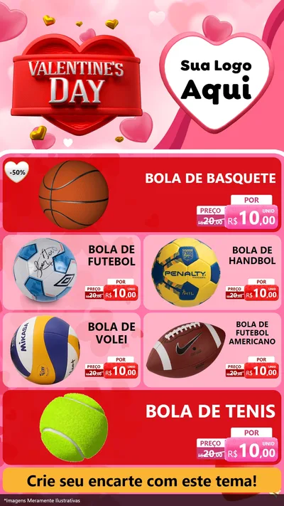 Modelo de TV para TV Vertical com o tema Valentine's Day para Artigos Esportivos