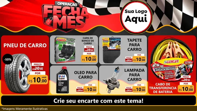 Modelo de TV para TV Horizontal com o tema Operação Fecha Mês - Auto Moto para Auto peças