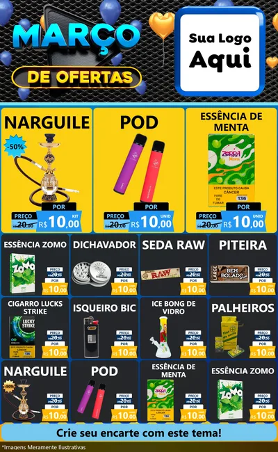 Modelo de Encarte para Encarte Grande com o tema Março de Ofertas para Tabacaria