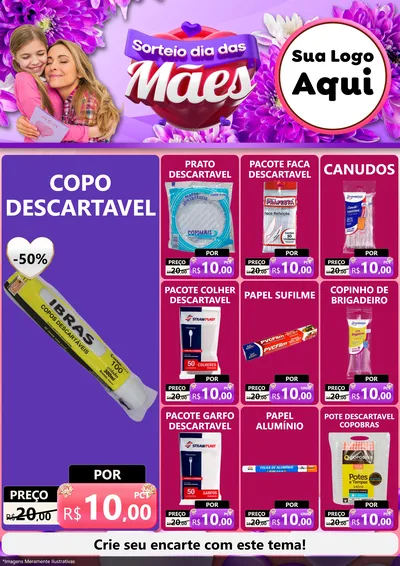 Modelo de Encarte para Encarte A4 Vertical com o tema Sorteio Dia das Mães para Embalagens
