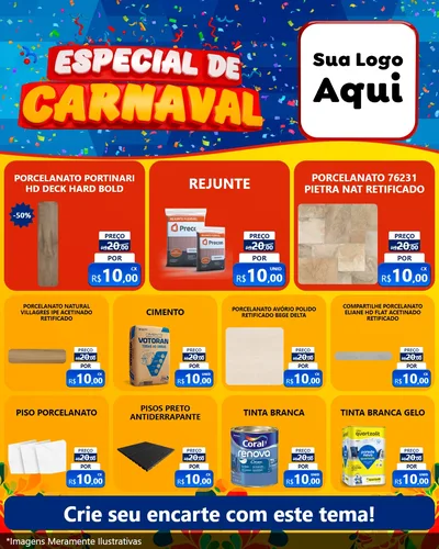 Modelo de Rede Social para Feed Instagram com o tema Especial de Carnaval para Pisos e revestimentos
