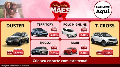 Modelo de TV para TV Horizontal com o tema Feliz Dia Das Mães para Concessionaria de Carros