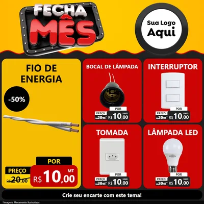 Modelo de Rede Social para Feed Facebook com o tema Fecha Mês para Materiais Elétricos