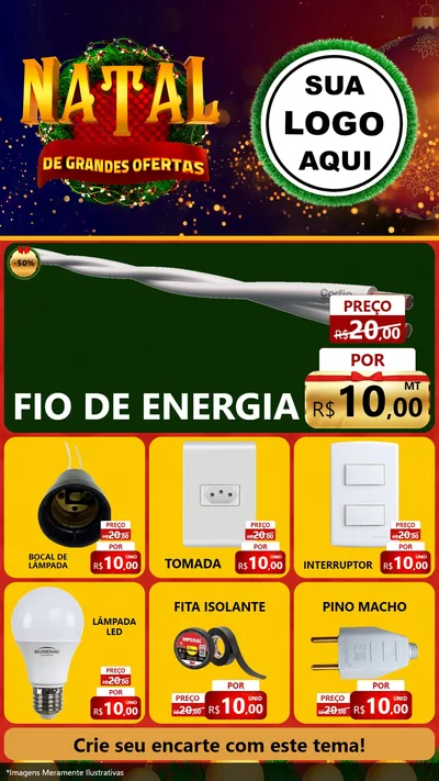 Modelo de Rede Social para Stories com o tema Natal de Grandes Ofertas para Materiais Elétricos