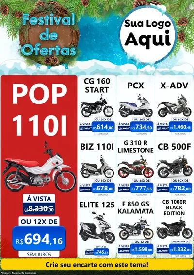 Modelo de Encarte para Encarte A4 Vertical com o tema Festival de Ofertas - Inverno para Concessionaria de Motos
